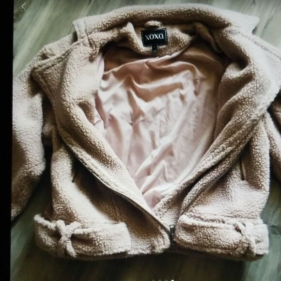 Dusty Rose Faux Fur Shaggy Moto Jacket - Picture 4 of 4